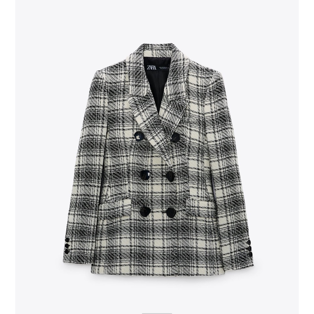 Zara Tweed Plaid Blazer